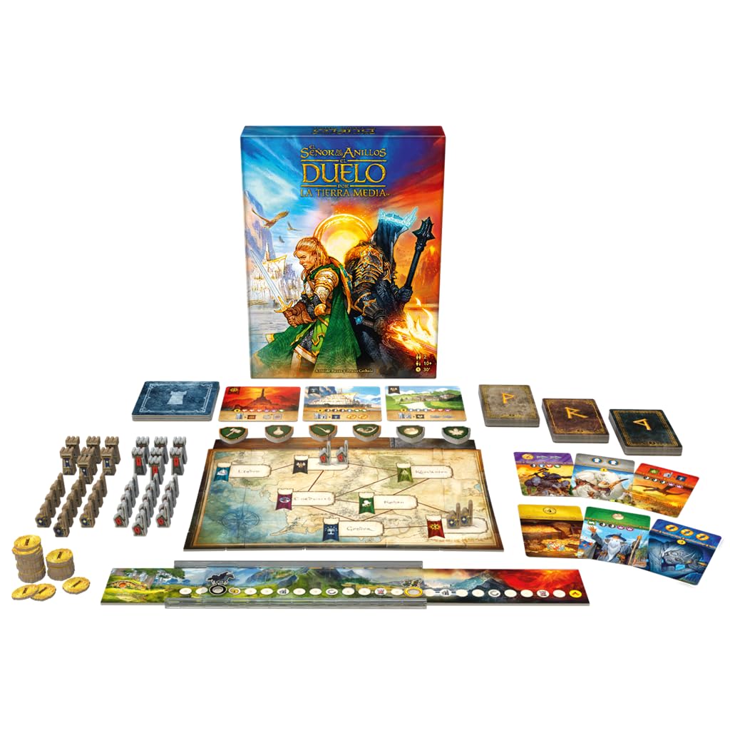 Asmodee El Señor de los Anillos: Duelo por la Tierra Media, Épico Juego de Estrategia para 2 Jugadores por Bauza y Cathala, A Partir de 10 Años, Para 2 o mas Jugadores, 30 Minutos por Partida, Español