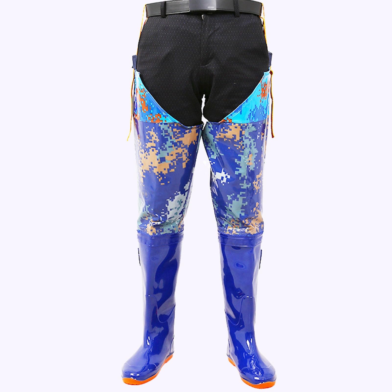 Stivali A Coscia Trampolieri da pesca mimetici impermeabili in PVC, trampolieri da pesca leggeri per uomini e donne, con cinghie regolabili(Size:45 EU)