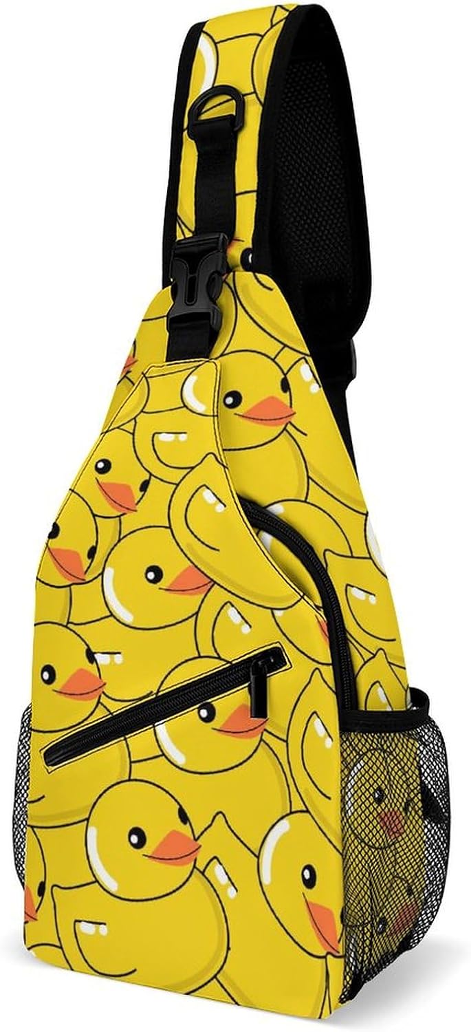 Funny Rubber Duck Art Single Shoulder Large Capacity Chest Bag Suitable for Outdoor Travel Unisex