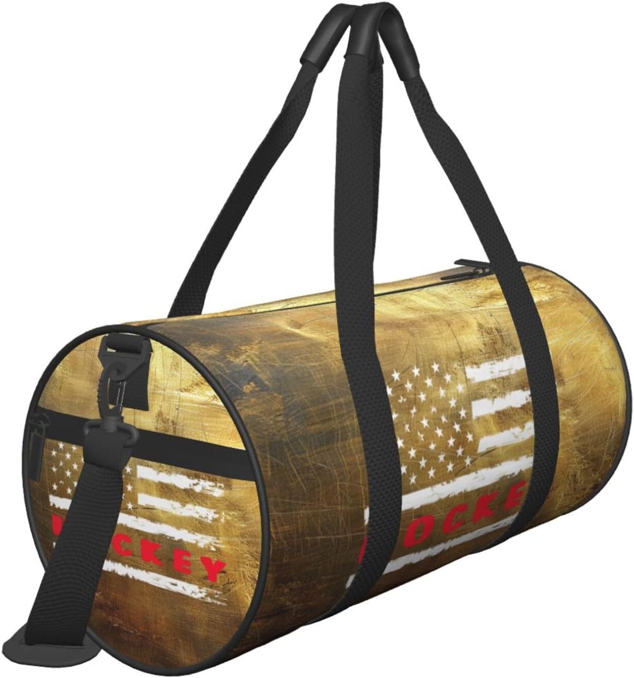 American Flag Hockey Duffel Bag Gym Bag Travel Sports Tote Large Foldable Beach Swim Yoga5