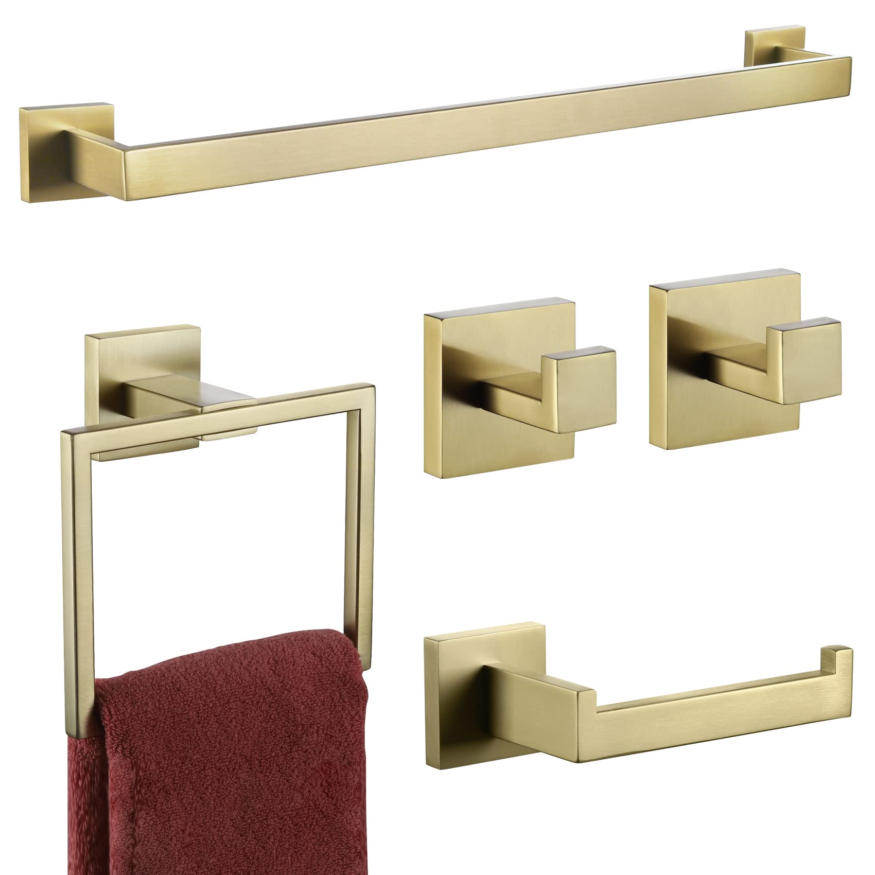 KOKOSIRI Gold 5 Piece Bathroom Hardware Accessories Set