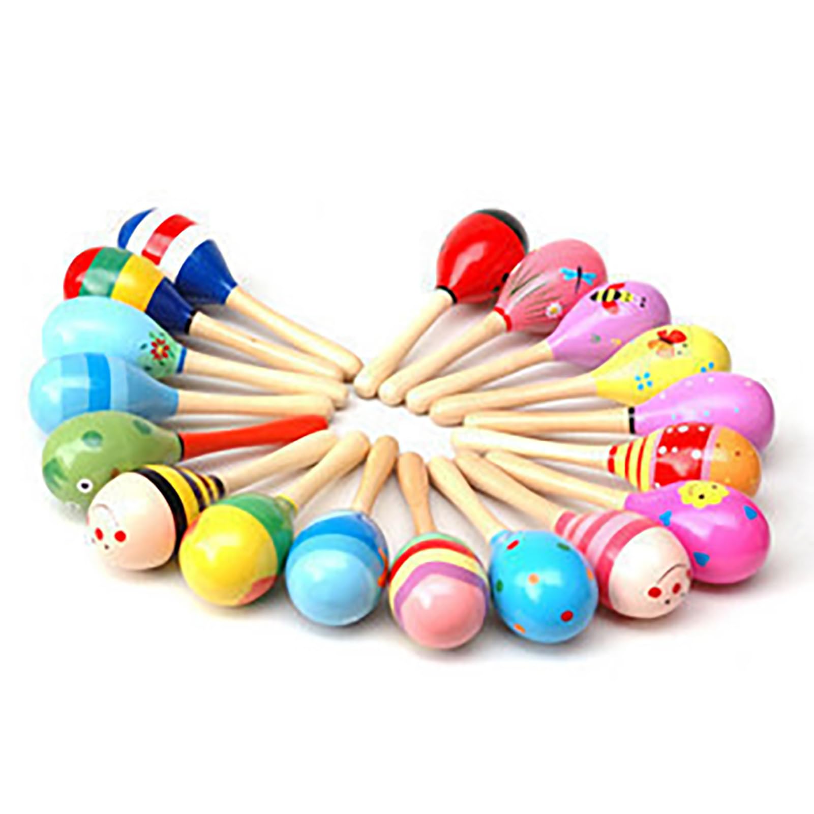 Small Maraca Colorful Wooden Percussion Instrument for Babies with Safe Non Solid Wood for Musical Education and Hand