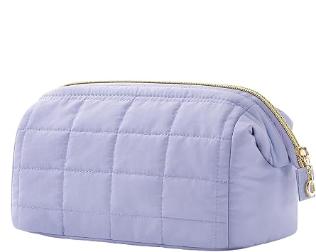 Makeup Bag Portable Cosmetic , Travel Case for Toiletries, Compact and Waterproof Makeup Bag for Makeup, Lightweight Beauty , Beau, Purple, riferimento alla descrizione, See