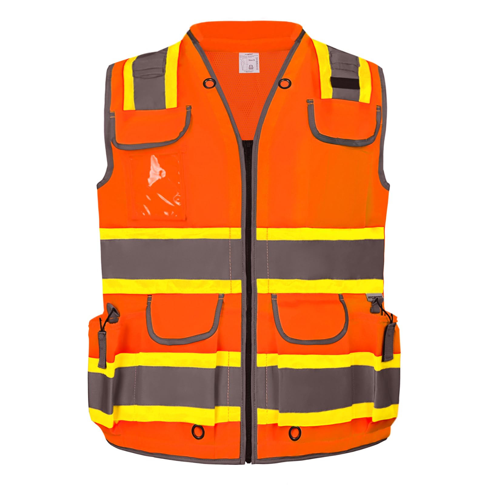 HYCOPROT Reflective Safety Vest Class 2 High Visibility Heavy Duty Construction Vest with Padded Neck,Meet ANSI/ISEA Standard