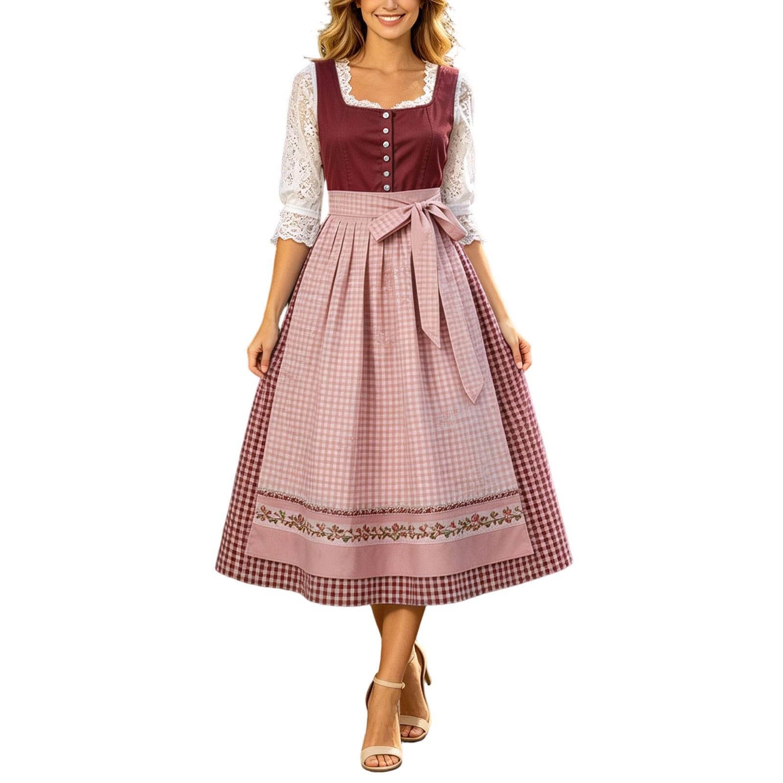 Dirndl Schwarz Abiti da Cerimonia Donna Vestito Tradizionale Dirndl Prodotto della Categoria - Elegante Abito con Cintura in Vita per Occasioni Festive e Feste Stile Senza Maniche Tracht Cocktail