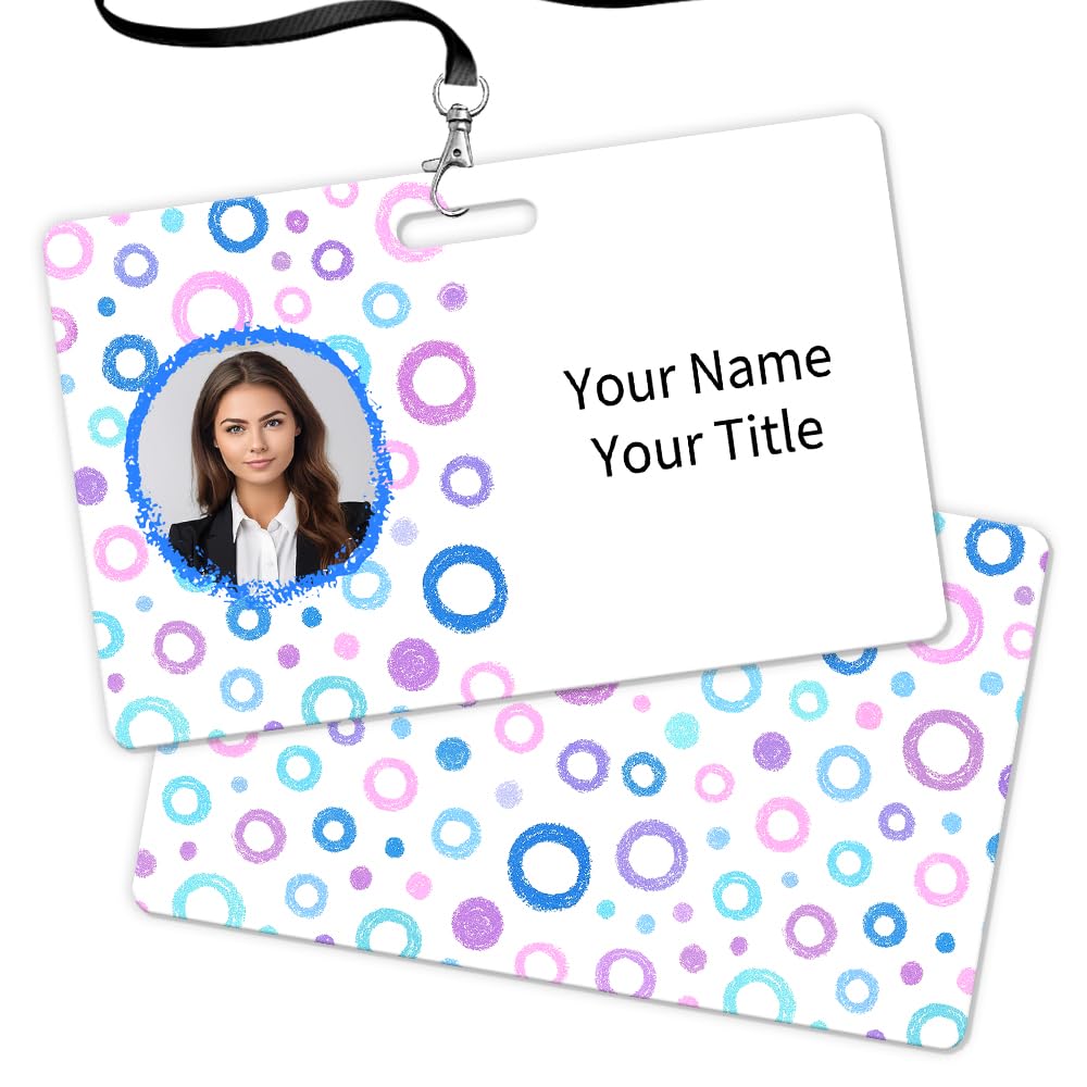 Custom ID Badge with Photo Logo Barcode Personalised Name Identification Badges Double Sided Print Employee ID Badge for Office Worker Doctor Nurse Student(Horizontal-Style 10)