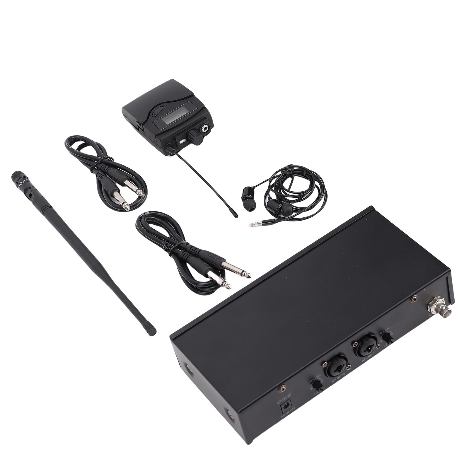 UHF Wireless in Ear Monitor System, 550-590MHz Band Wireless IEM, Range 164ft, per Palcoscenico, Banda, Studio, Discorso (Spina Europea)