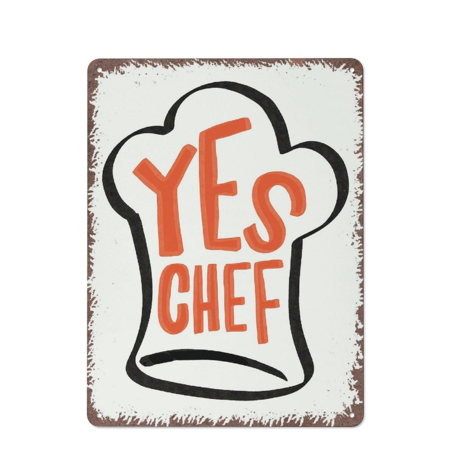 Yes Chef Decor Wall Art Kitchen Decor Poster Cooking Poster Apartment Wall Art Creative Tin Signs Funny Metal Signs Vintage Home Garden Cafes Offices Shops Bars Clubs Gift Plaque Tin Signs 16*12 inch