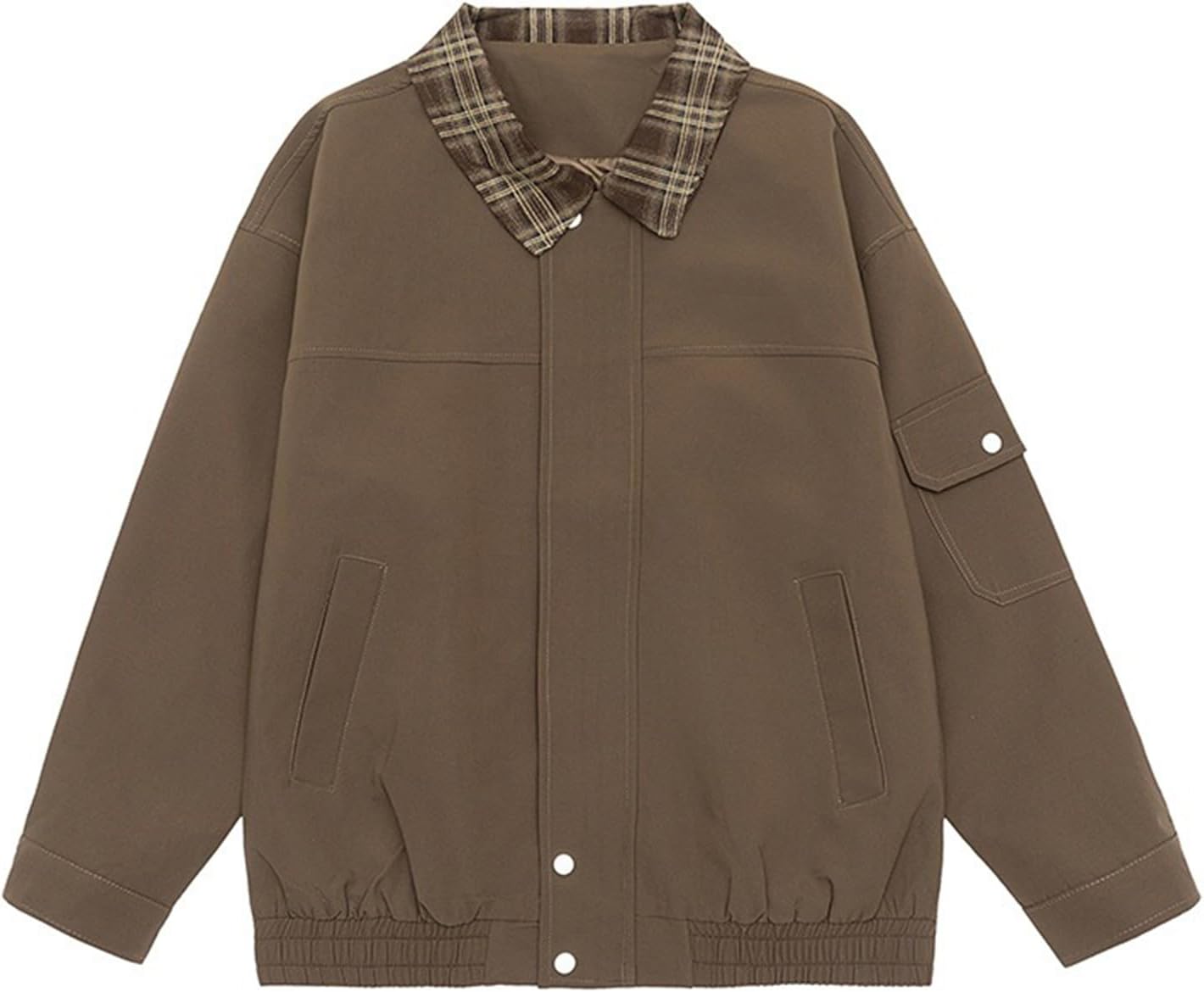 Men's Jacket Fall Lapel Color Block Workwear Loose Casual Commuting Top Coats for Man