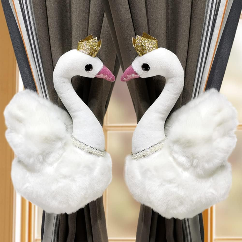 Sobriety Curtain Decorative Accessories 1 Pair Adjustable Cartoon Swan Curtain Tiebacks Curtain Hanging Practicality