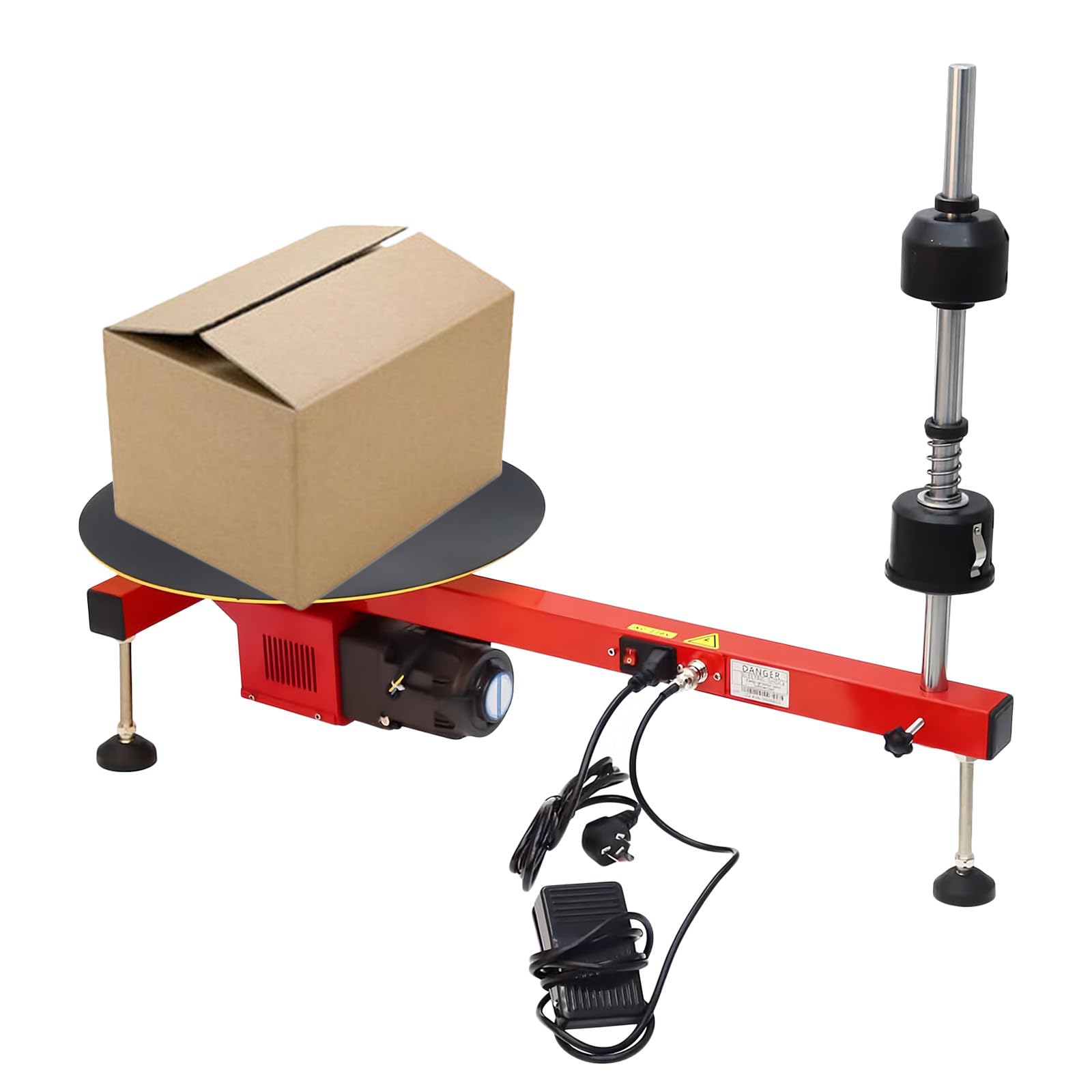 JozyJul Electric Stretch Film Packaging Machine, Tabletop Carton Packaging Machine, Tabletop Pallet Packaging Machine for 20-70cm Film, Heavy Duty Film Wrapper for Stretch Film Packaging Rolls