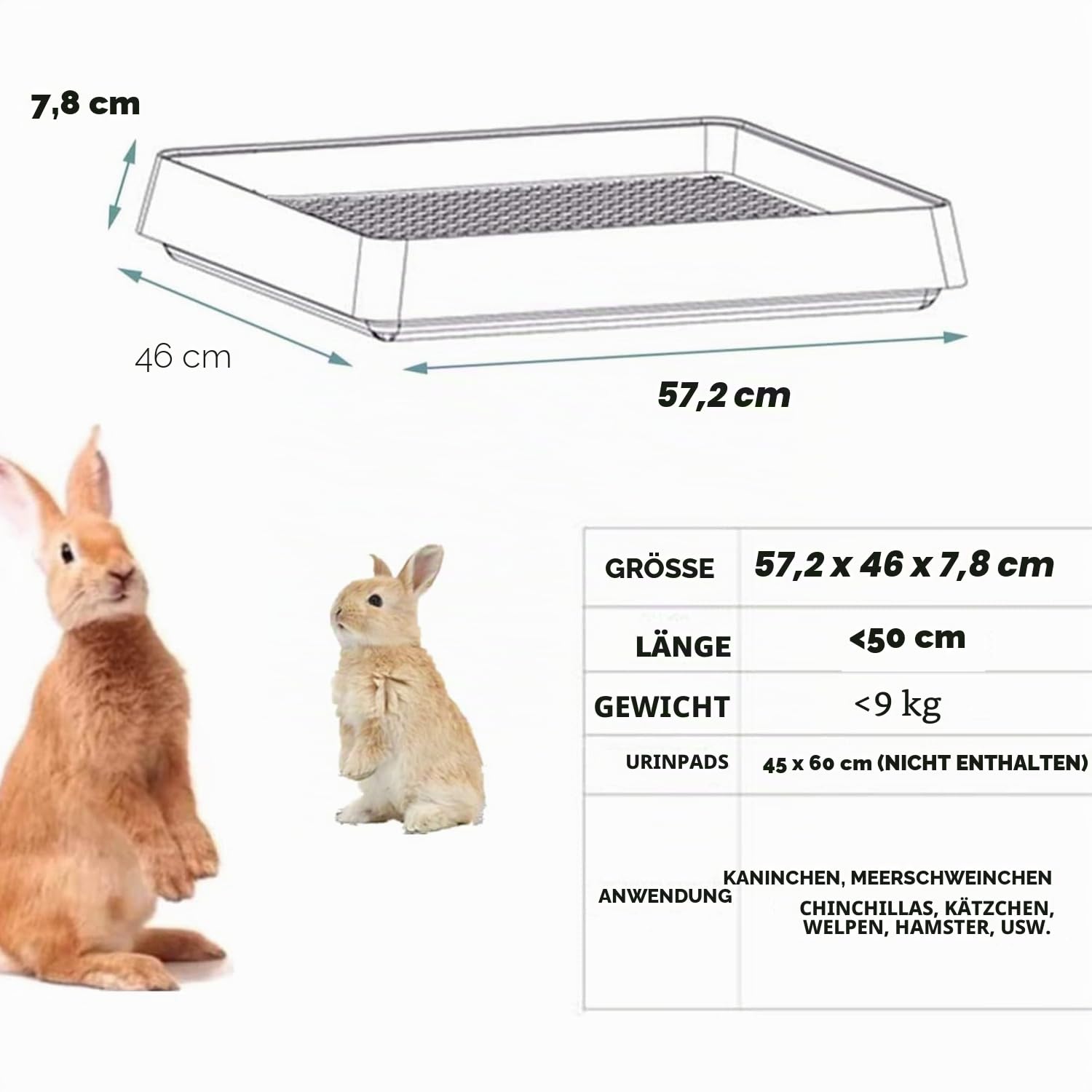 Große Kaninchentoilette mit Rost Rabbit Litter Tray Ecke WC Haus Große Kaninchen Käfig Kaninchenklo Kaninchenkäfig Toilette für Kleintier Meerschweinchen (L)