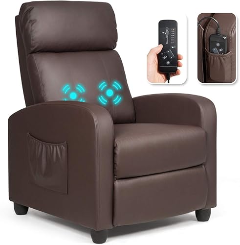 Miniatura 11 de Giantex - Sillón reclinable de masaje, ergonómico, ajustable, moderno con asiento acolchado, respaldo, reposapiés, asiento reclinable para cine en