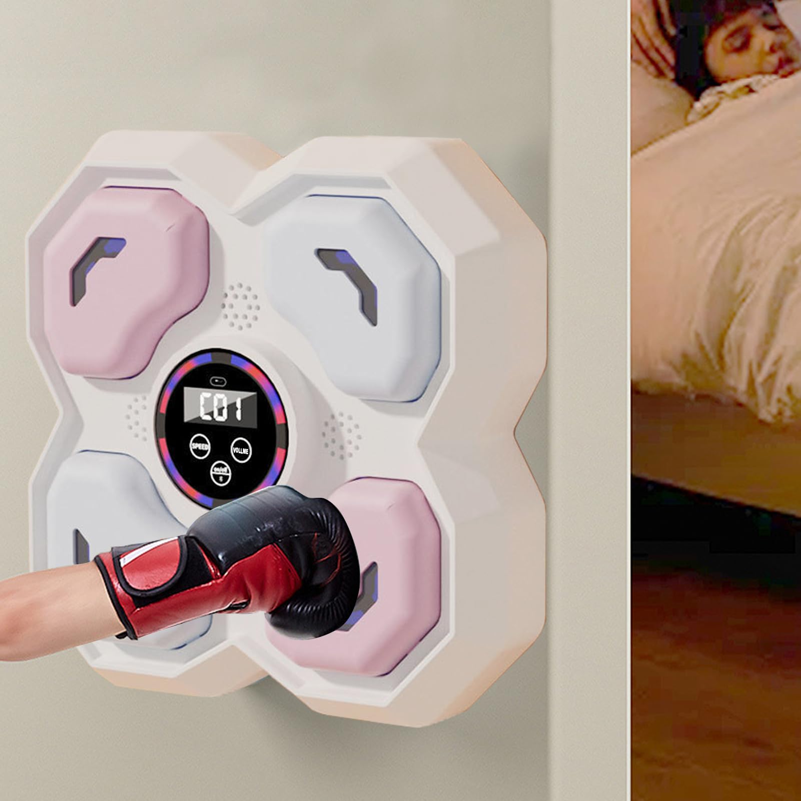 Allenatore di boxe intelligente - Attrezzature per il fitness indoor interattive,Dispositivo di allenamento di perforazione musicale intelligente,Per Giovani Adolescenti Famiglia E Amici Per La