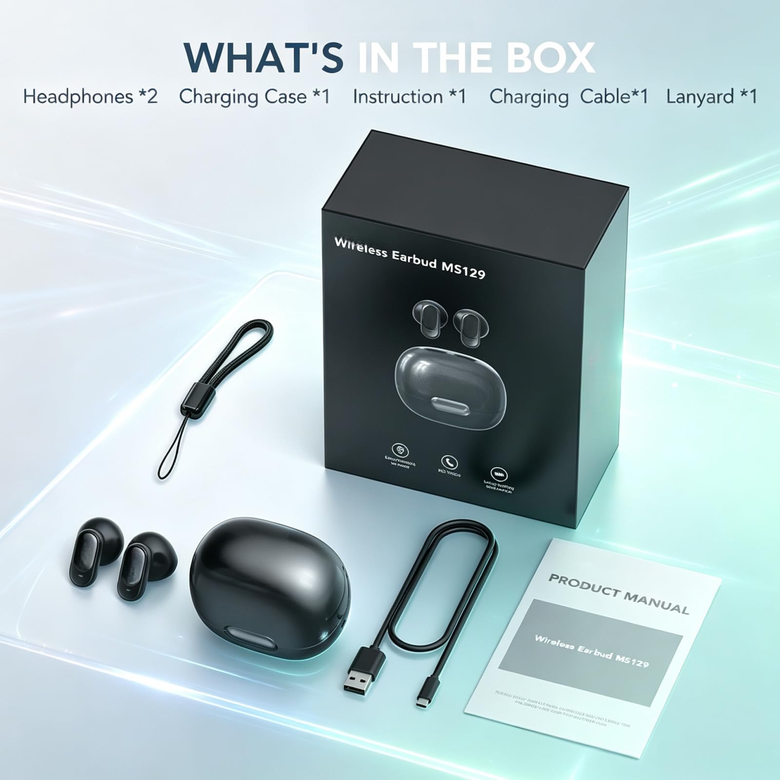 MS129 Bluetooth Kopfhörer In Ear, 3.5g Ultraleichte Schlaf Kopfhörer, Kabellose Ohrhörer Bluetooth 6.0 Geräuschunterdrückung, Low Latency Gaming Kopfhörer, 35 Std. Wiedergabezeit (Weiß)