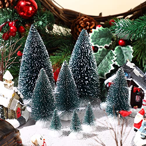 16 Pieces Christmas Village Trees Set Christmas Village Accessories Decor Bare Branch Miniature Snow Frost Trees Home Table Top Decoration - Thumbnail 6