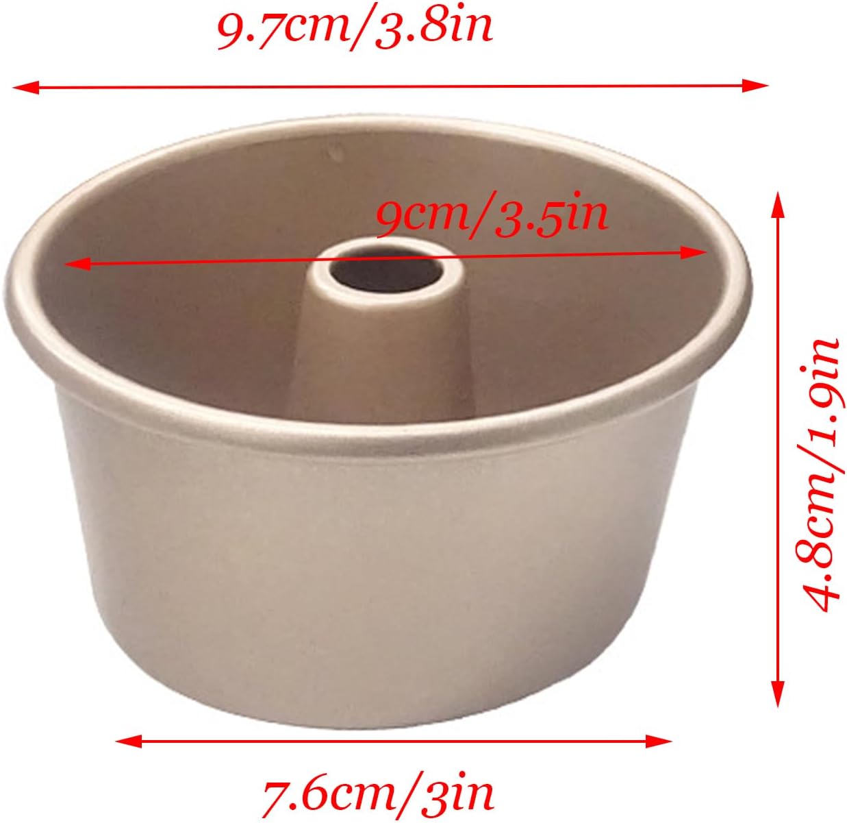 4 Inch Nonstick Fluted Tube Cake Pan, 4 Pcs Mini Buntz Cake Cup Set, Carbon Steel Reusable Small Baking Mould Cup Mold Bakeware for Kugelhopf, Cake, Brownie, Jello, Bavarois - Gold - Image 3