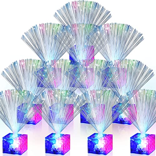 12 Pack Mini Fiber Optic Lights Small Fiber Optic Lamps Light Up Mini Centerpieces Led Multicolor Changing Fiber Light Colorful Change Fiber Optic Fountain Party Light Nightlight (Blue) #TOP21