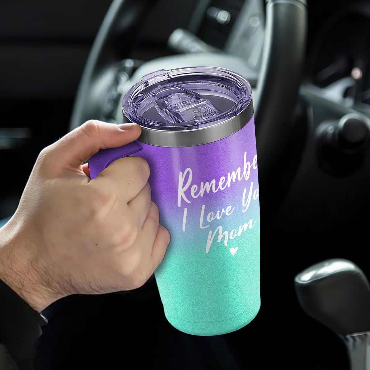 SANDJEST Mom Tumbler with Handle 20oz Stainless Steel Insulated Coffee Travel Mug Cup Moms Tumblers Gifts for Mother Mama Mommy from Daughter Son Gift for Mothers Birthday Christmas - Image 4