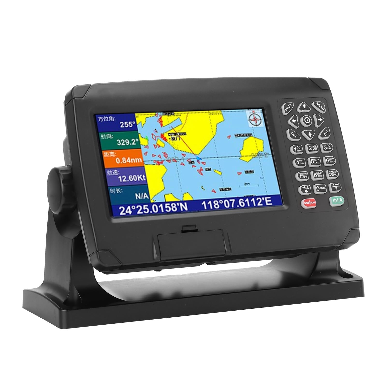 Navigateur GPS par Satellite,IPX6 étanche BDS GPS Positionnement Traceur de Cartes Diffusion Intelligente Système de Carte Double 50000 Points de cheminement pour Bateau, Anglais Seulement