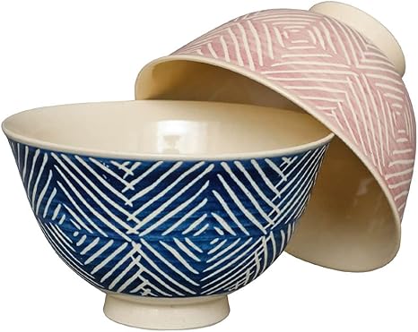 Amazon 波佐見焼 夫婦茶碗 ペアセット 波格子 茶碗 お茶碗 ご飯茶碗 飯碗 日本製 はさみやき はさみ焼き 飯碗 オンライン通販