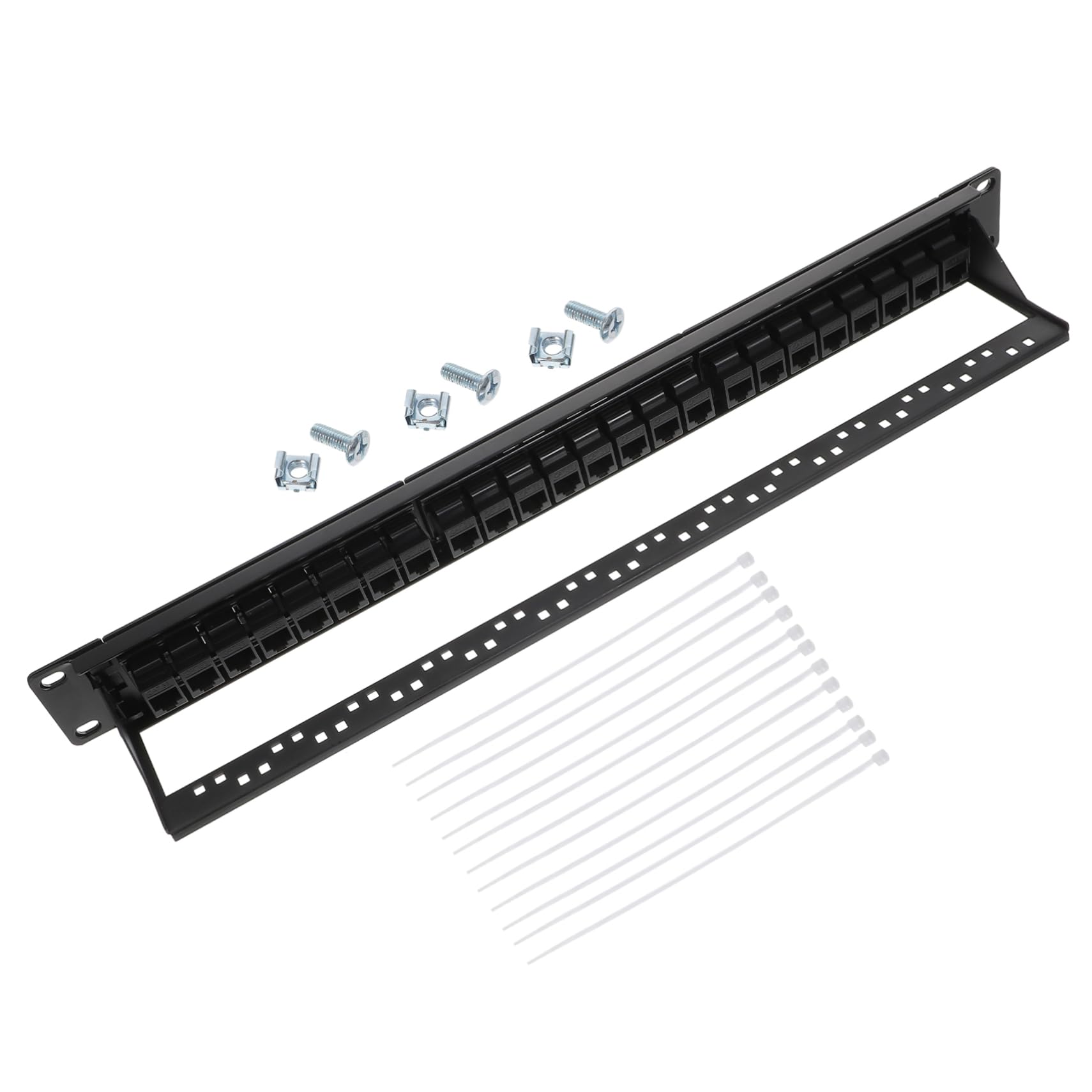 Panneau de Brassage Réseau 24 Ports Cat5e Non Noir en Plastique | Contact Plaqué Or, Serrage Ferme et Fiable, Usage Bureau ou Base de Données