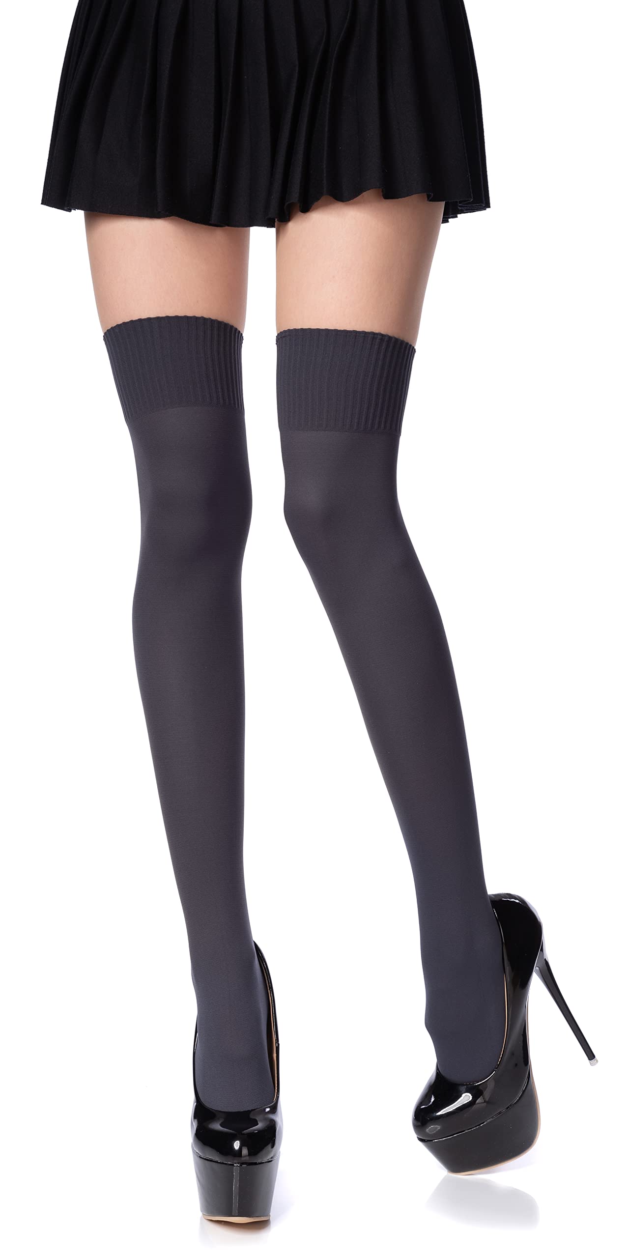 Romartex Women's Graphite Girl Thigh High Socks Overknee Over The Knee High Socks Stockings,