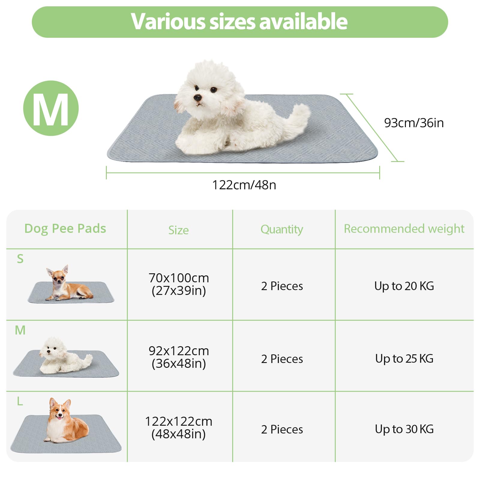 TAIKURA Washable Pee Pads for Dogs Reusable Puppy Pads Non-Slip Heavy Absorbency Dog Pee Pads for Dog Training Whelping - Image 4