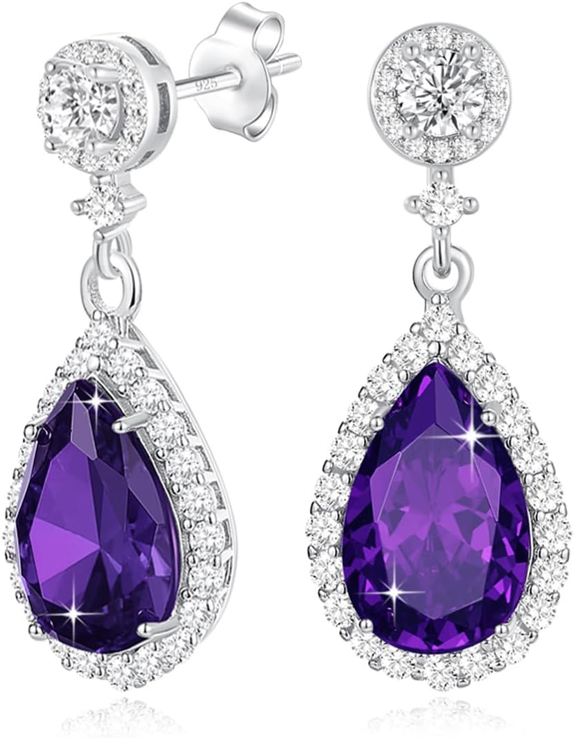Silver Diamond Dangle Earrings for Women Rhinestone Teardrop Crystal Cubic Zirconia Drop Dangling Wedding Costume Jewelry