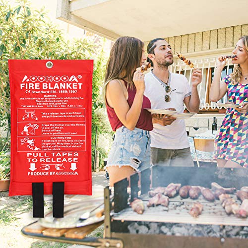 Aoohooa Fire Blanket Fiberglass Emergency Fire Safety Blankets Flame Retardant Protection For Kitchen,Camping,Fireplace,Grill,Car,Rv,Boat (3 Pack) #TOP7