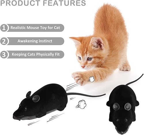 Miniatura 3 de Greatstar - Juguete interactivo para gatos con movimiento automático, electrónico, inalámbrico, falso, rata, juguete para mascotas, rueda para