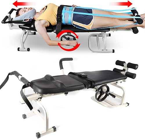 Gdrasuya10 Camilla de cuello cervical mesas de tracción de masaje portátil, dispositivo de estiramiento lumbar, mesa de masaje de terapia de cama