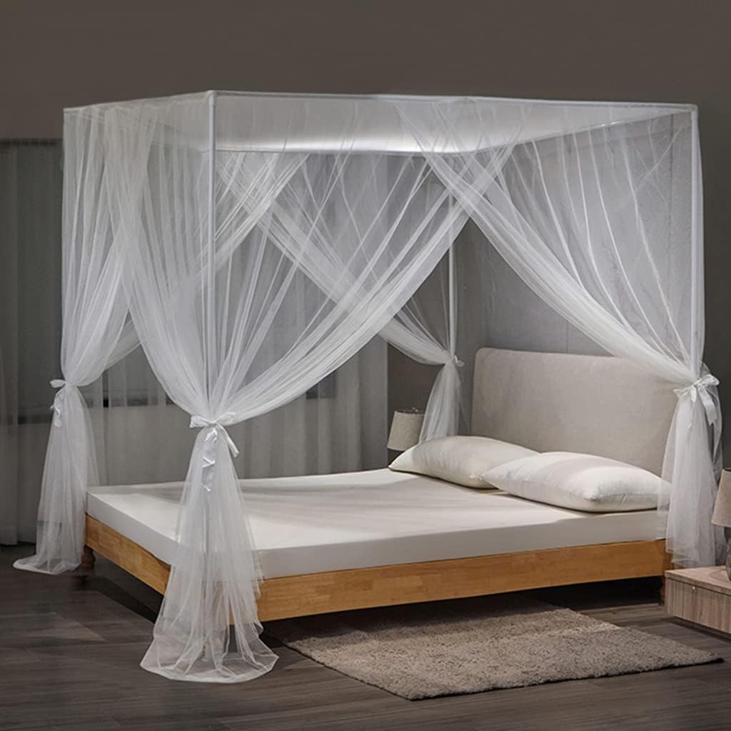 Amazon.com: Luxury White Princess 4 Corners Post Mosquito Net for Girls ...