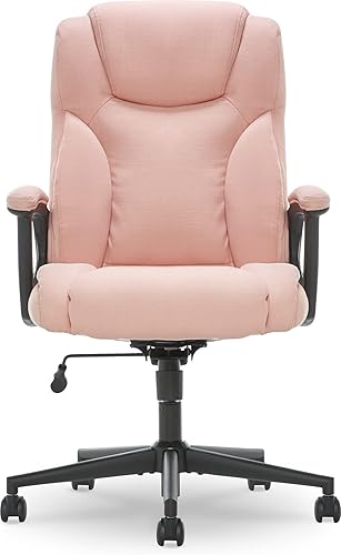 Miniatura 10 de Serta Silla ejecutiva de oficina con respaldo alto y soporte lumbar, ergonómica, tapizada, giratoria, diseño amigable para juegos, microfibra, rosa