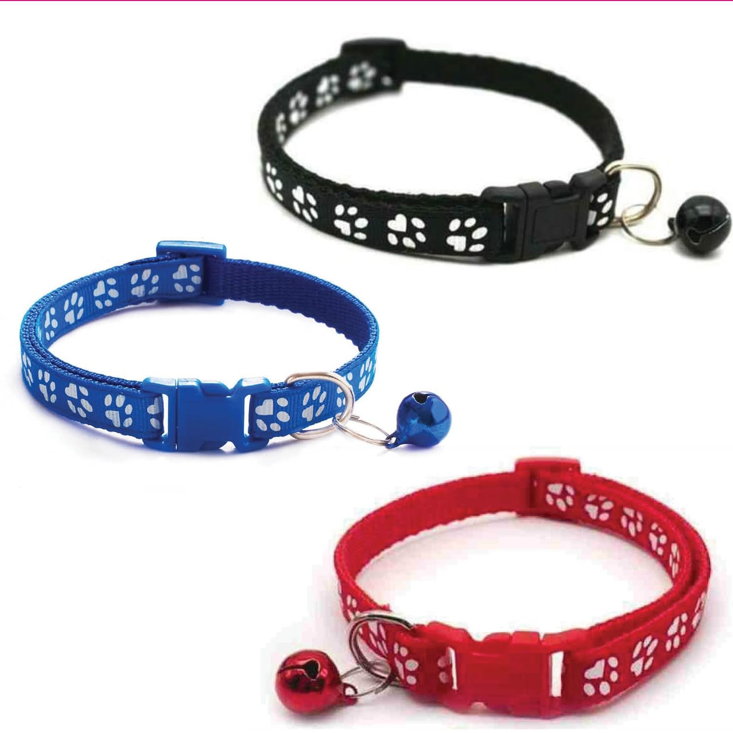 Litvibes Cat Collars Set of 3 with Bell,Kitten & Small Dogs Soft Adjustable Collar Safe,Solid & Protection Breakaway for Cats & Puppies,Cute Kitty with Paw Print-(Dark Blue,Black,Red) (B0D1CH4PVH) Amazon Price History, Amazon Price Tracker