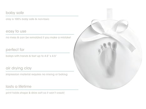 The Tiny Ideas Baby Hand and Footprint Keepsake is a DIY hanging ornament kit that allows parents to create a personalized keepsake of their newborn's hand and footprints. This kit is a perfect gift for new parents as it captures a moment in time that can be cherished for years to come. The classic modern design of the ornament makes it a versatile piece of nursery décor that suits any style.