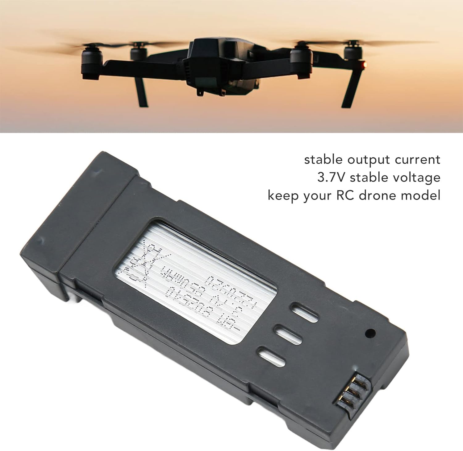 3.7V Lipo Battery, RC Drone Battery for E88 E88MAX E525 E99 K3 E58 L800 JY019 S168 X Pro UAV, Stable Output Current (850mAh)