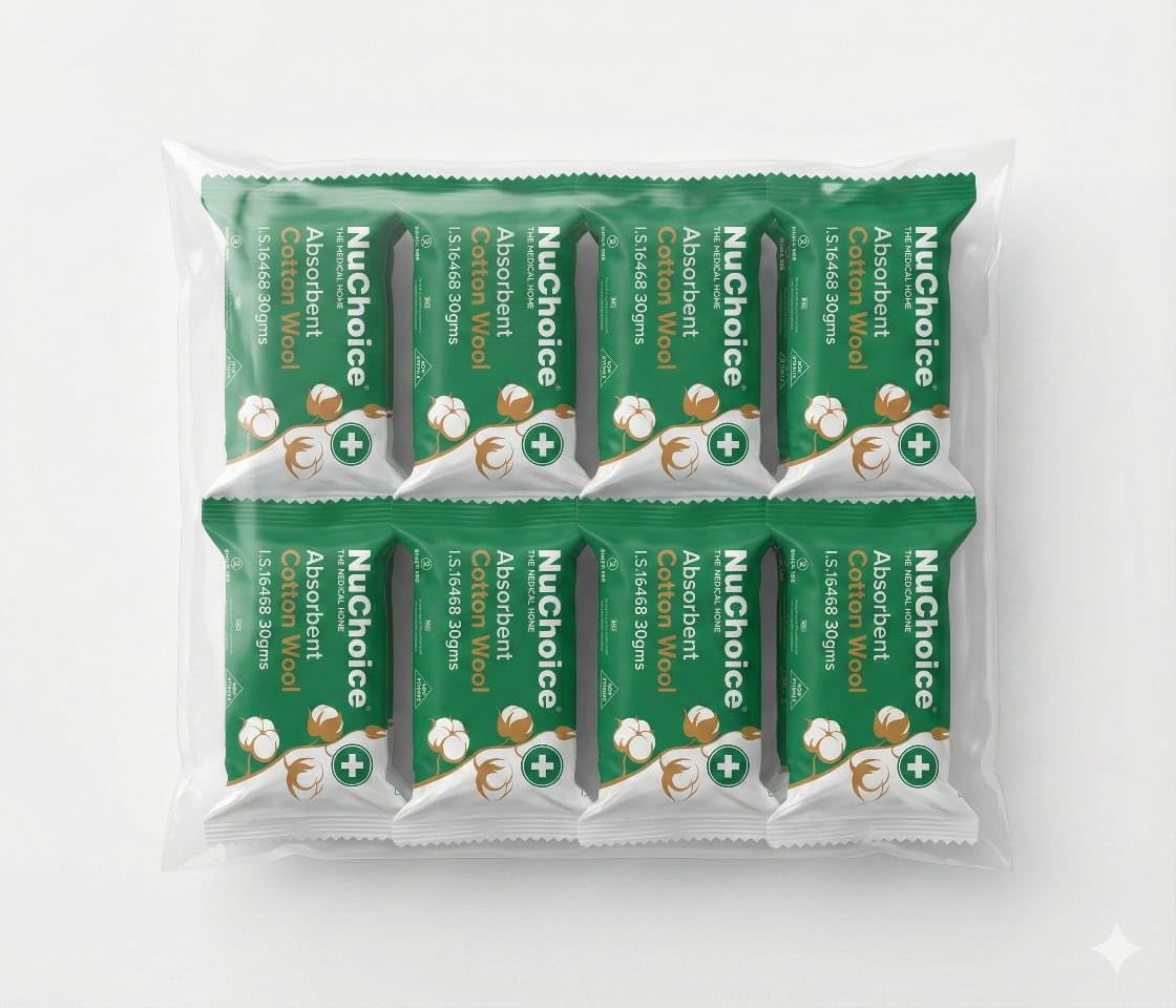 Nuchoice Absorbent Cotton Wool Roll | Natural Cotton Material | Soft Texture with Lint Reduced Finish | Suitable for Medical Salon Beauty and First Aid Use | 30 GMS x 8 Pieces Pack-image-46