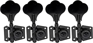 4 inline Right Hand Vintage Open Gear Bass Tuners Machine Head Tuning Keys Pegs Set for Jazz Precision P Bass Replacement (Black)