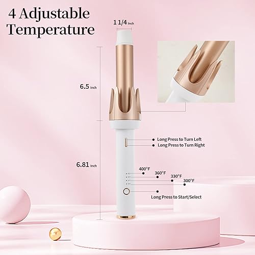 Miniatura 5 de Rizador giratorio automático, rizador de pelo de cerámica automático, varita rizadora de pelo giratoria automática de 1 14 pulgadas, 300  a 400  4