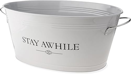 Miniatura 64 de TWINE cubeta para hielo de acero galvanizado color blanco para picnics., Plateado