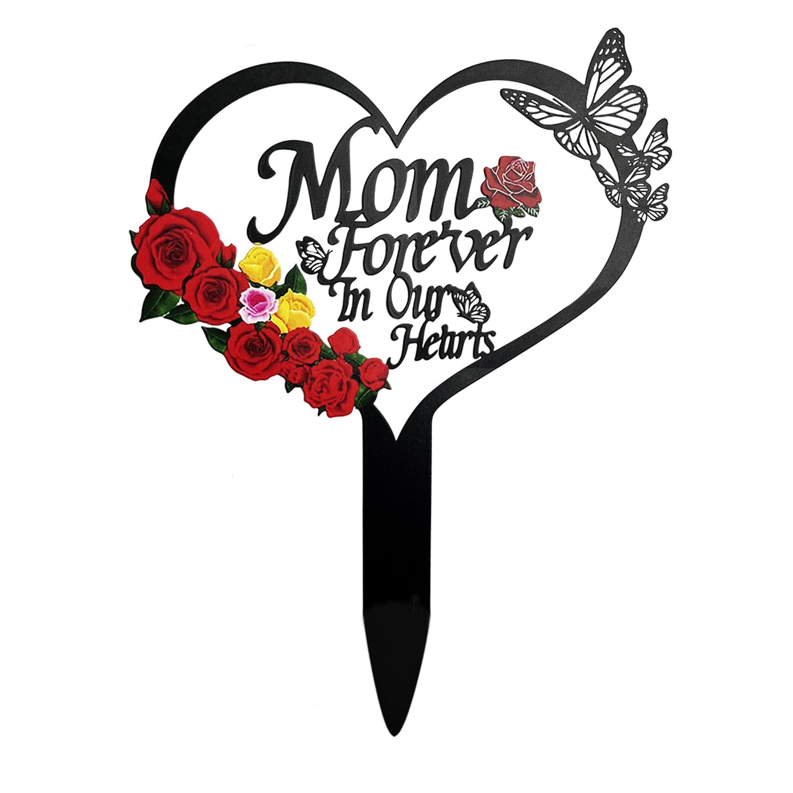 Cemetery Decorations for Grave Mom Heart Rose Butterfly Grave Decorations for Cemetery Grave Decorations