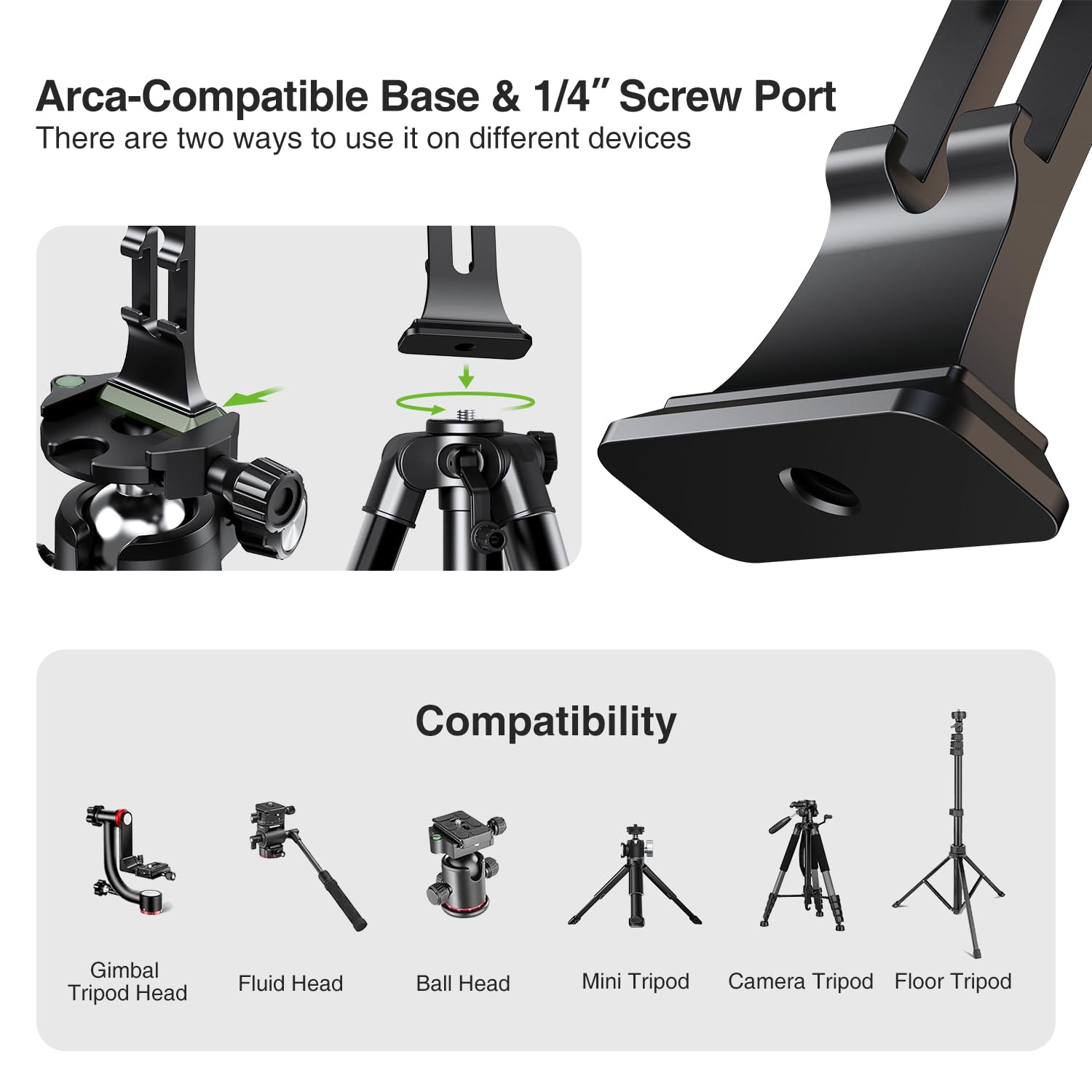 elitehood Supporto per treppiede in alluminio Magsafe, supporto compatto per iPhone con piastra a sgancio rapido Arca Swiss e adattatore a vite da 1/4", supporto magnetico per telefono compatibile con