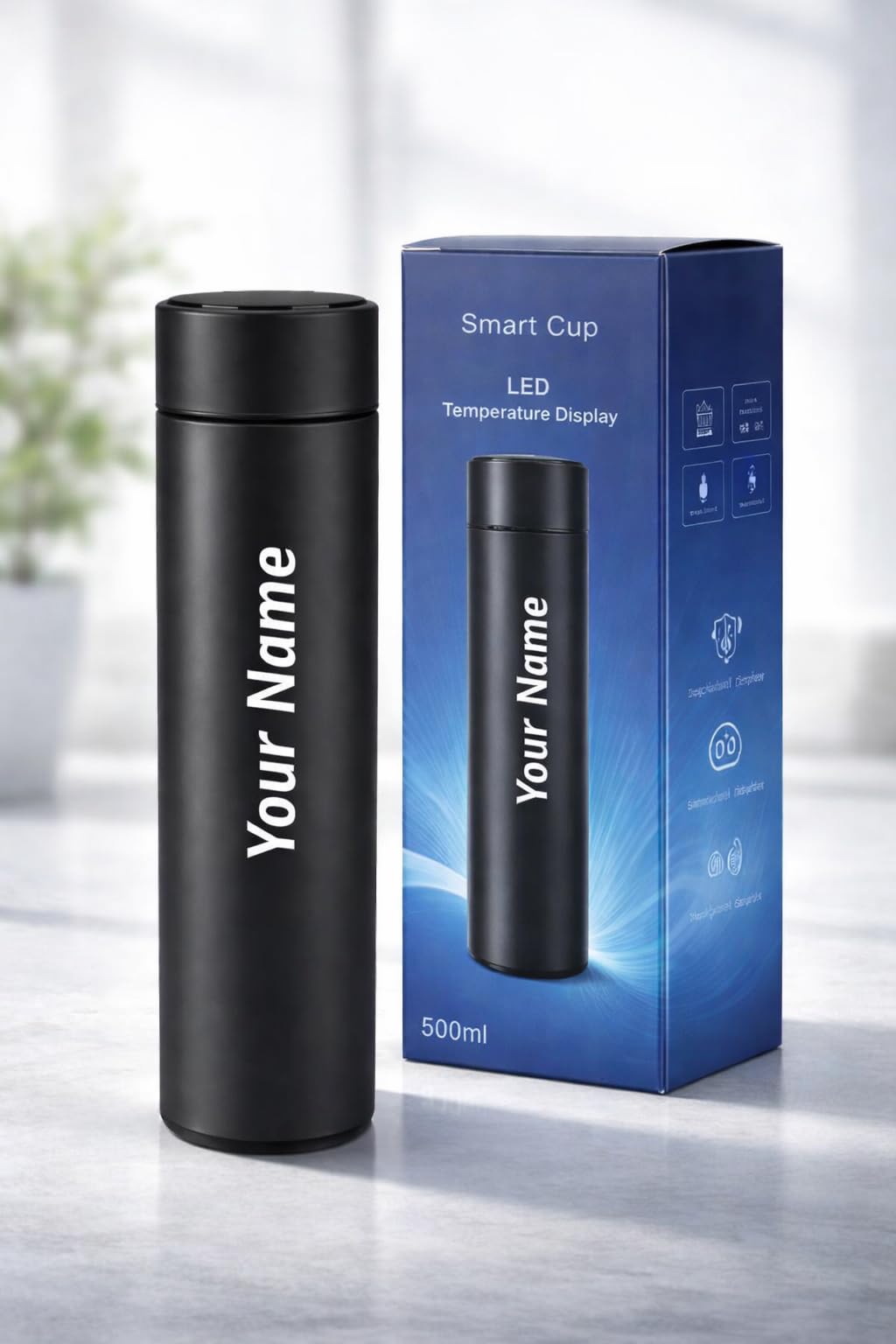 Customised Temperature Water Bottle with Your Name | Stainless Steel Smart Water Bottle with LED Temperature Display | Leakproof | Travel, Kids, Fitness, Sports, Gym, Workout 500ml — Amazon image 2