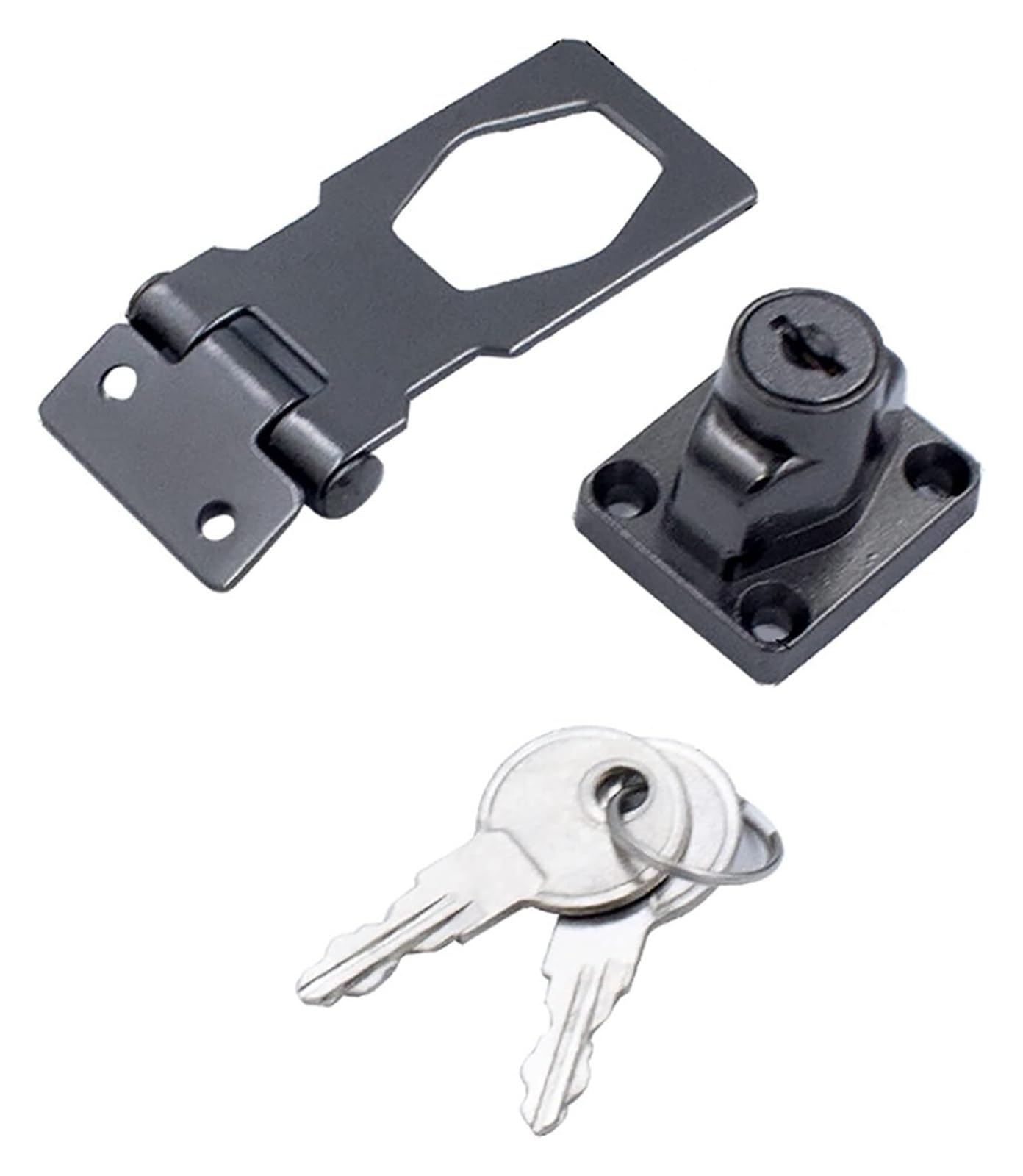 Door Latch， 3 Inch Keyed Locking Hasp Multicolor Security Door Bolt Latch for Cabinets Sheds Garages(Svart)