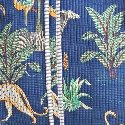 Image of 100% Cotton Jungle Print Shoulder Bag Tote Bag Women Reversible Shopping Bag and Grocery Bags Stylish Travel Bag Gift for Her