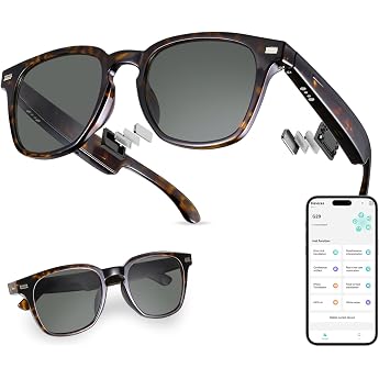 2026 Smart Glasses AI Glasses - ChatGPT Voice Assistant Real-time Translation Open-Ear Audio Voice Control Hands-Free Function UV Protection AI Intelligent Sunglasses for Travel