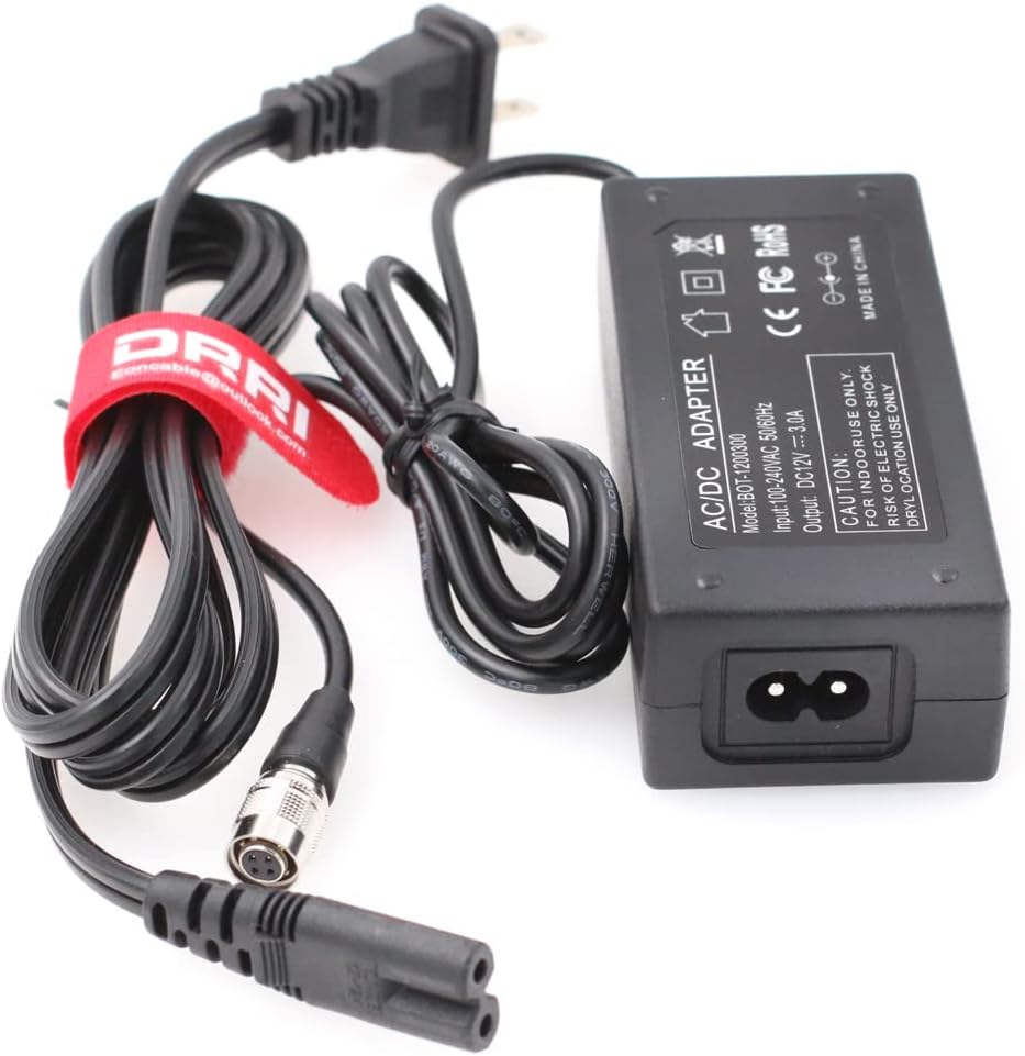DRRI 12V 3A Power Supply with Hirose 4-pin Female Connector for DP7-PRO AC7 Monitors