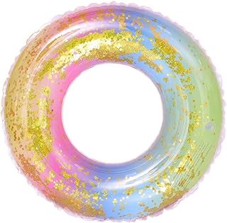 Toyvian Anéis De Verão Anéis Da Moda Piscina Para Adultos Tubo De Flutuação Arco-Íris Anel De Flutuação Anel De Praia Confete Salva-Vidas Anel De Natação Flutua Flash Flutuador Inflável