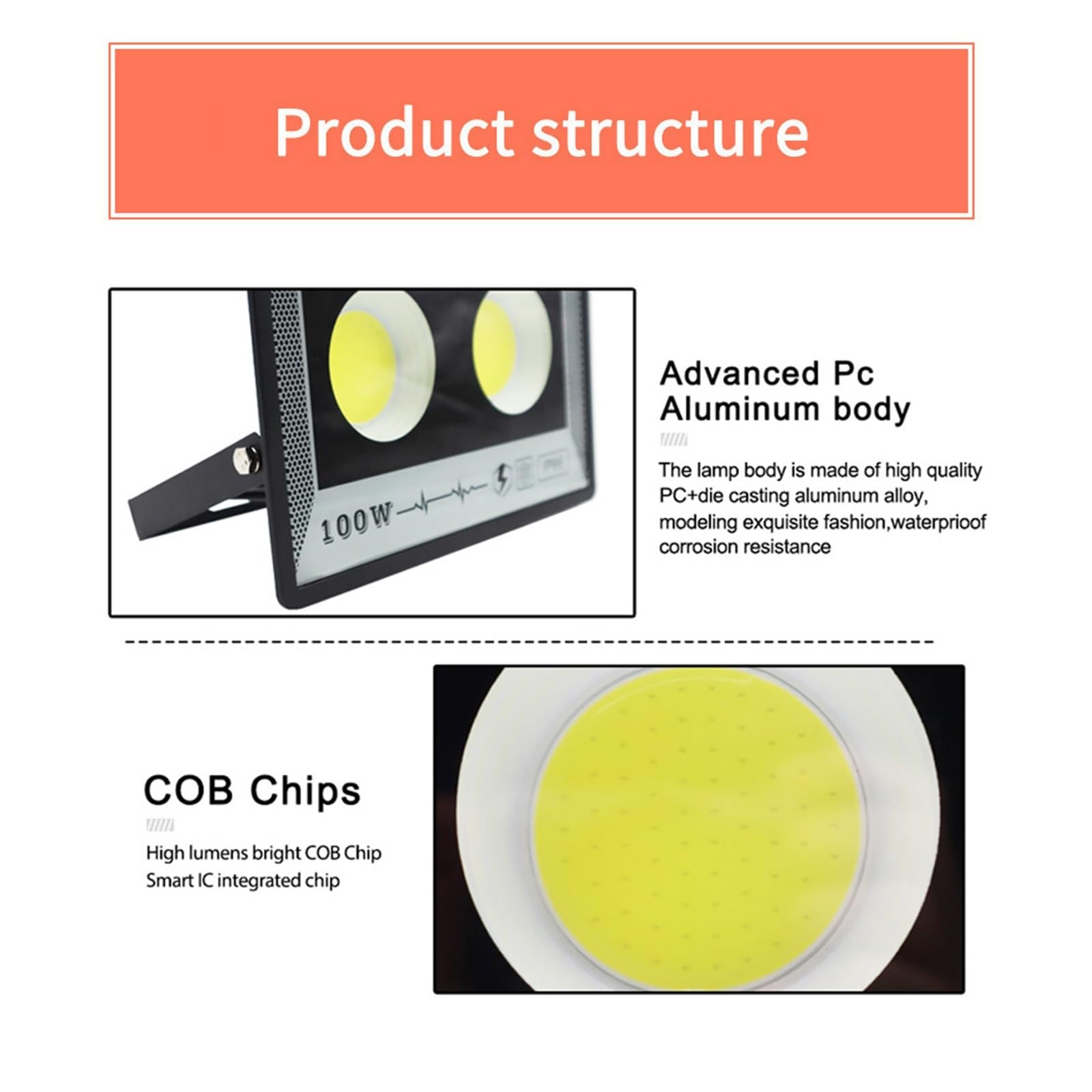 Proiettore a LED per esterni, Proiettore A LED 500W 400W 100W 50W Proiettore Da Giardino For Esterni Impermeabile IP66 Ad Alta Luminosità Faretto Da Parete Faretto Da Parete per porte da garage da gia
